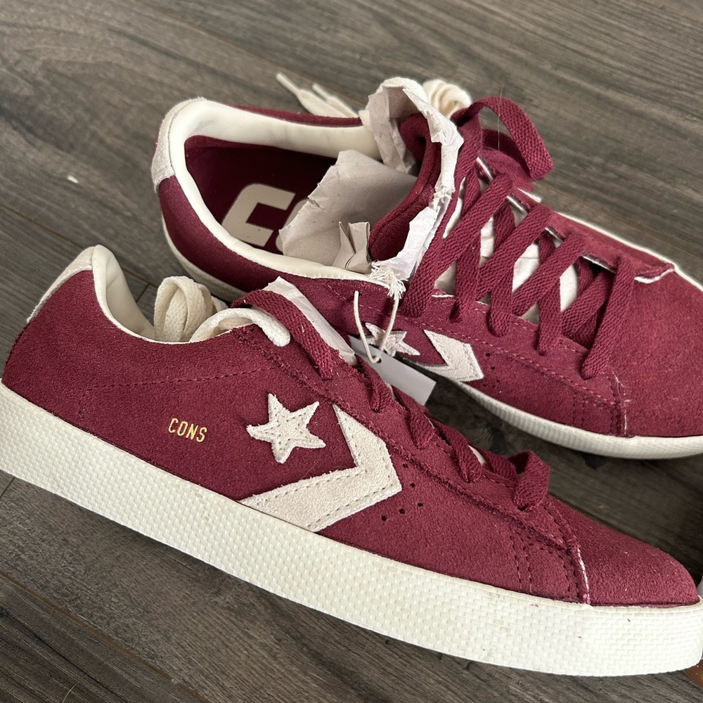 Converse Maroon and White Sneakers